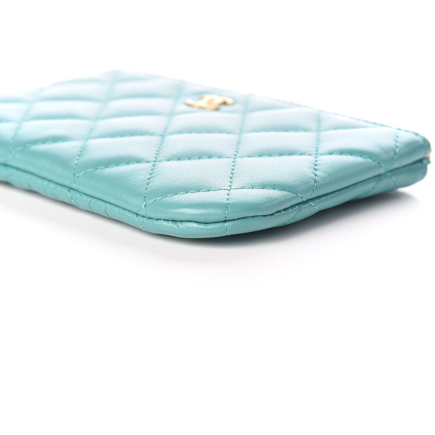 Chanel Lambskin Quilted Small Cosmetic Case Turquoise 6 of 9