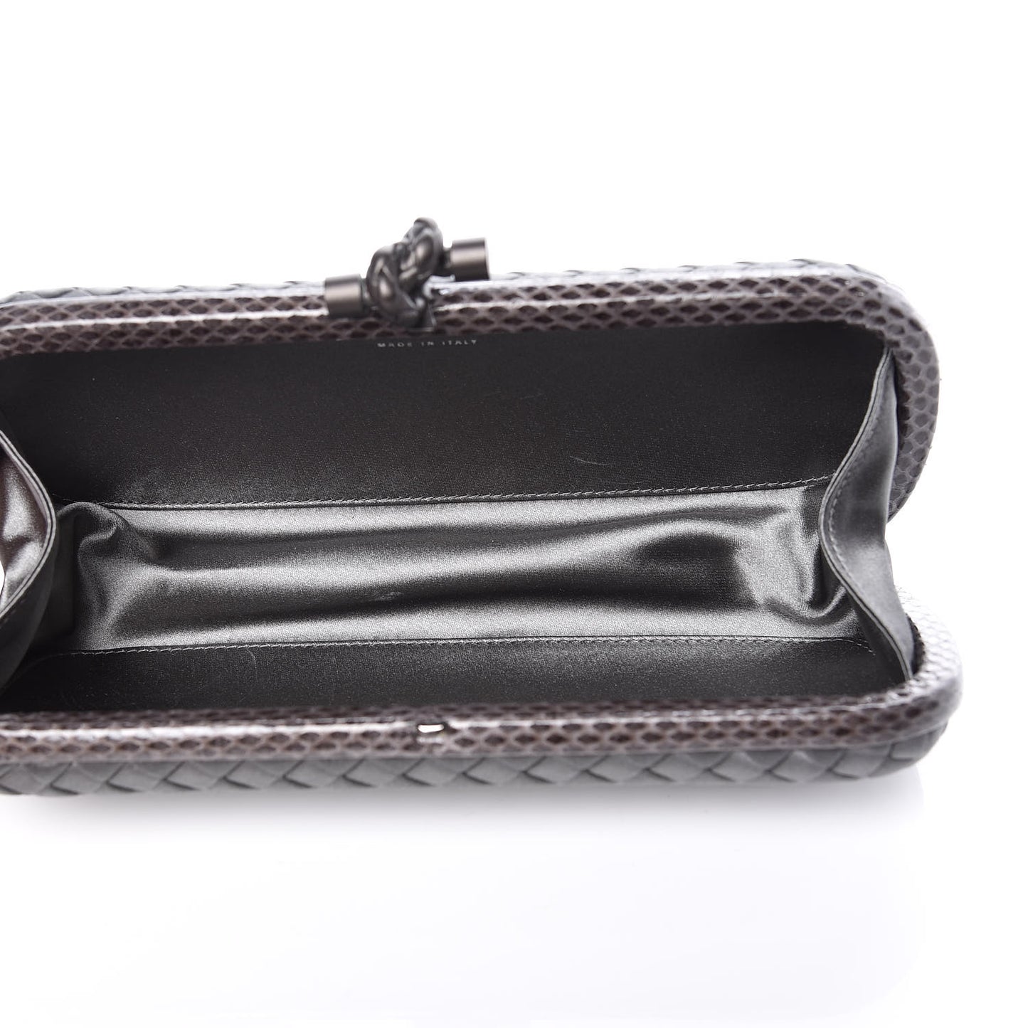 Satin Intreccio Impero Ayers Stretch Knot Clutch Grey