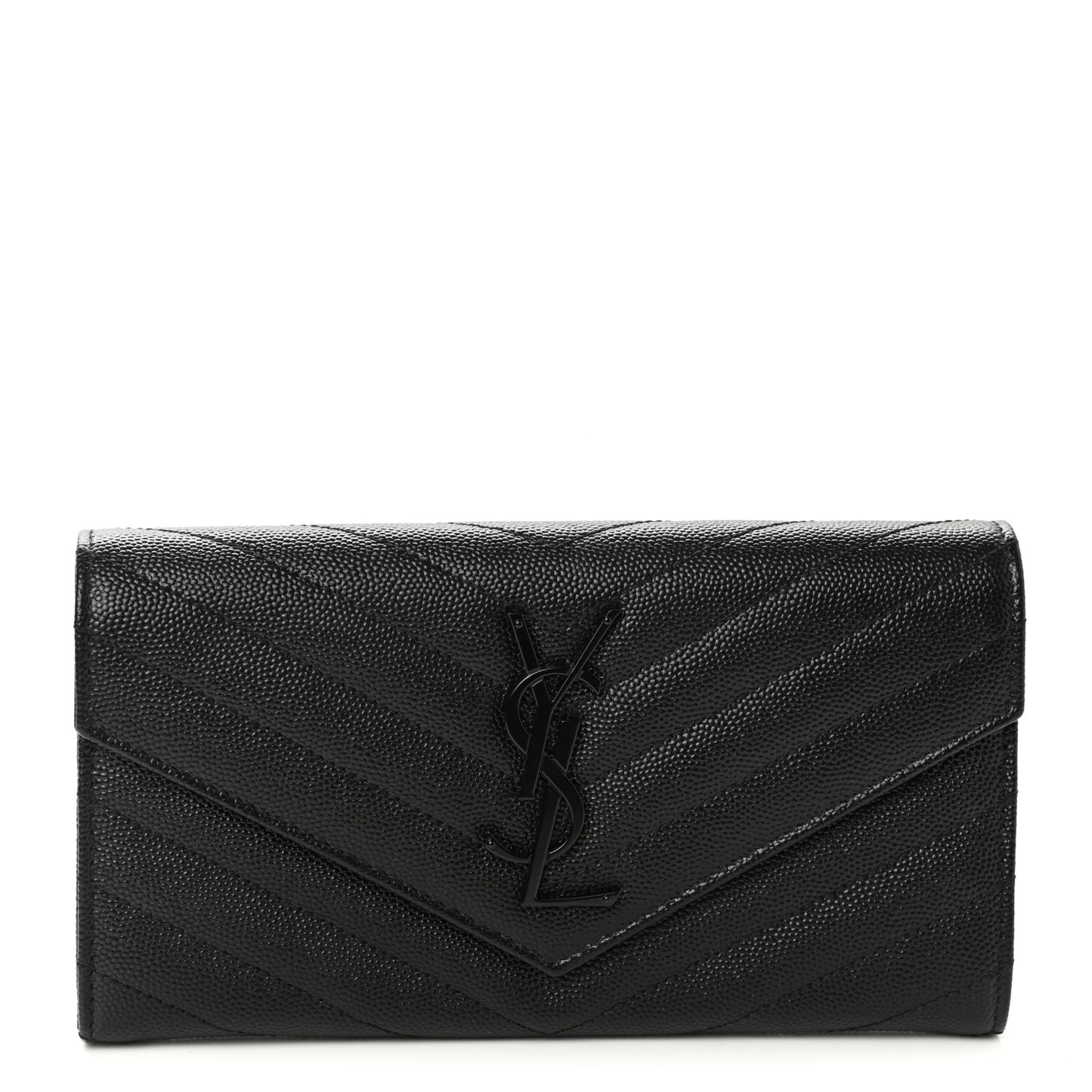 Grain De Poudre Matelasse Chevron Monogram Flap Wallet Black