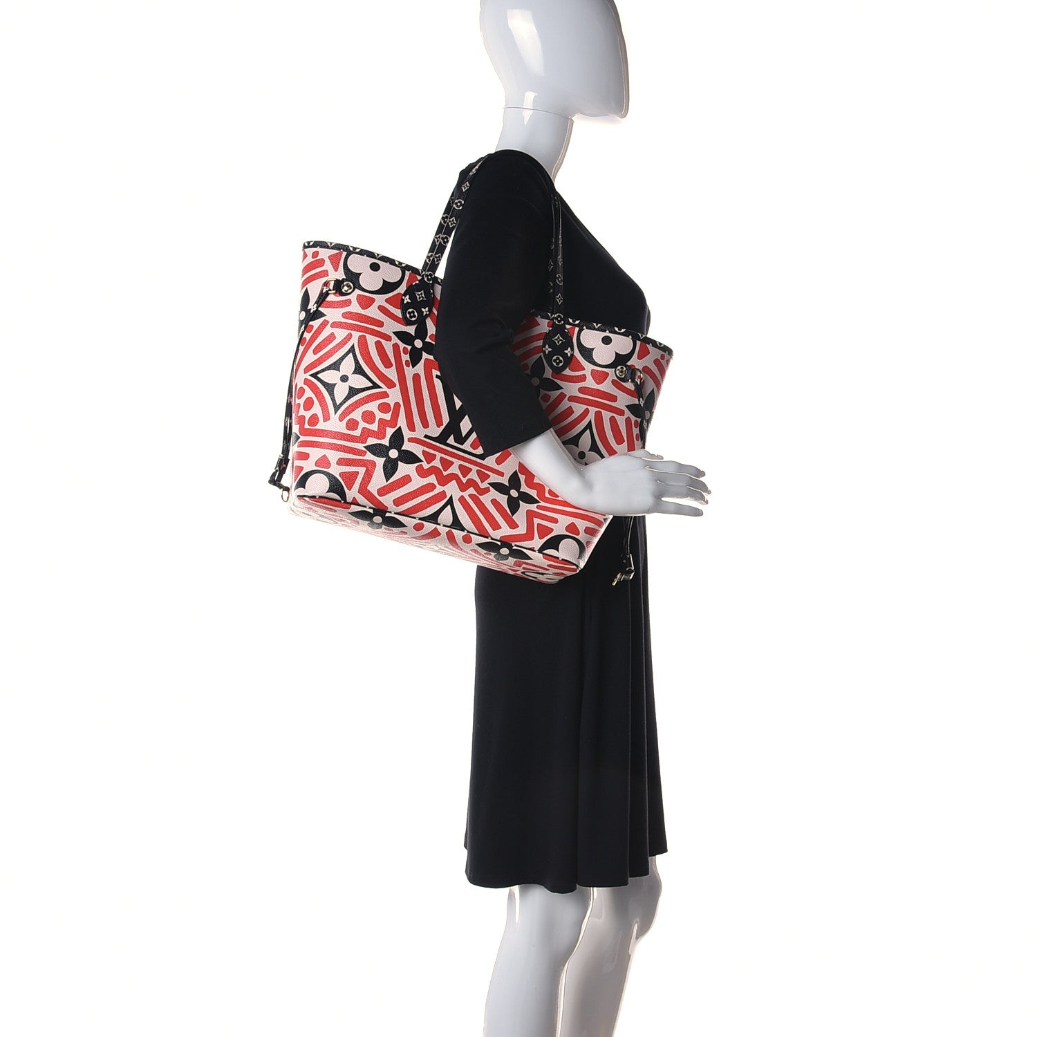 Louis Vuitton Monogram Giant Crafty Neverfull MM Creme Rouge Black 3 of 10