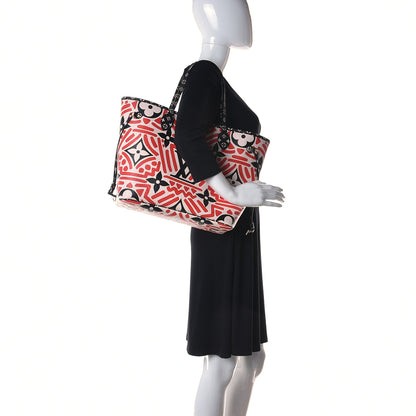 Louis Vuitton Monogram Giant Crafty Neverfull MM Creme Rouge Black 3 of 10