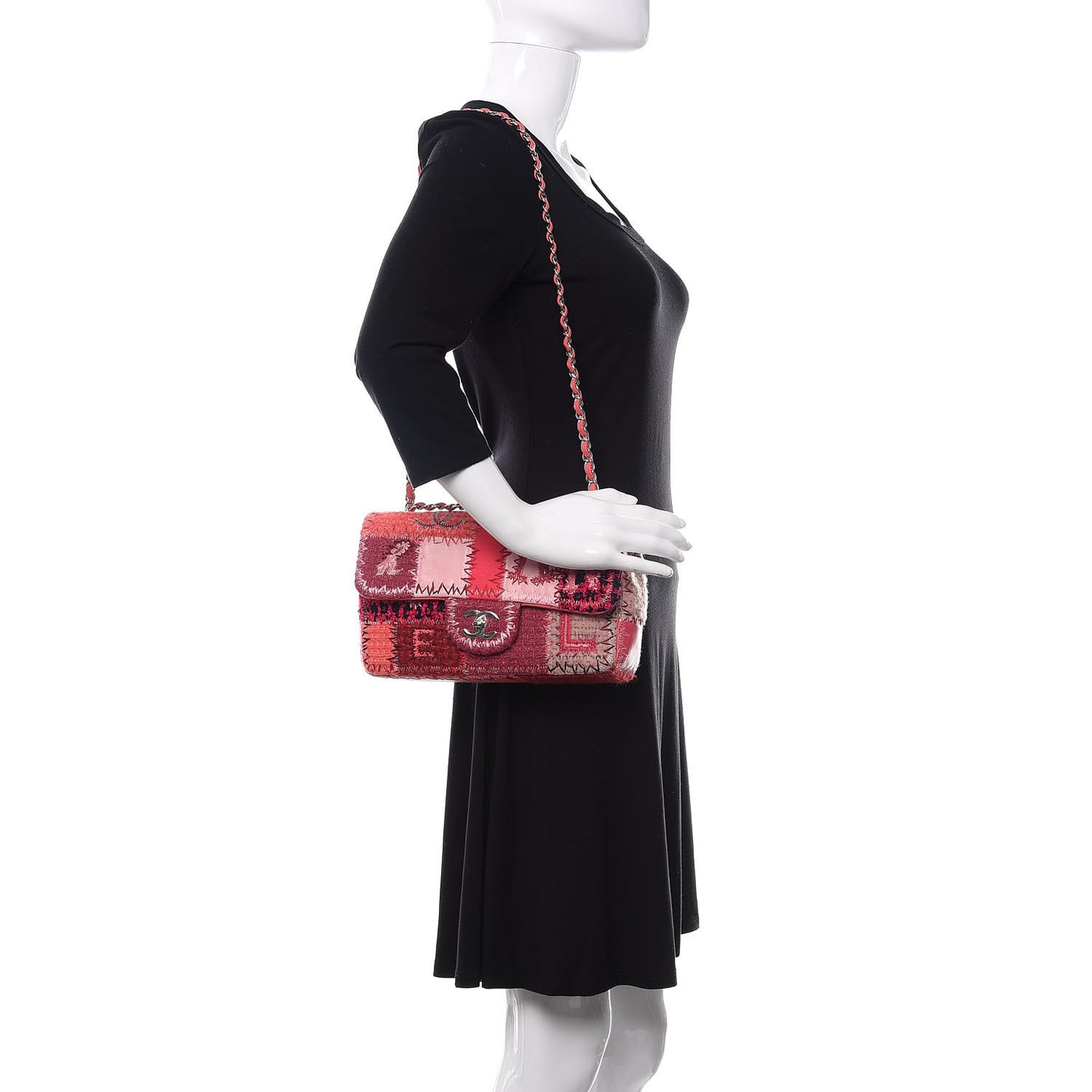 Lambskin Tweed Patchwork Medium Single Flap Multicolor