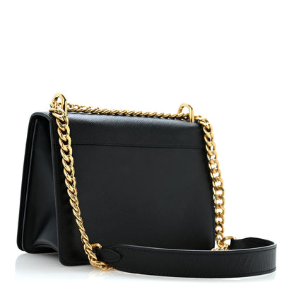 Prada Saffiano Chain Shoulder Bag Black 3 of 11