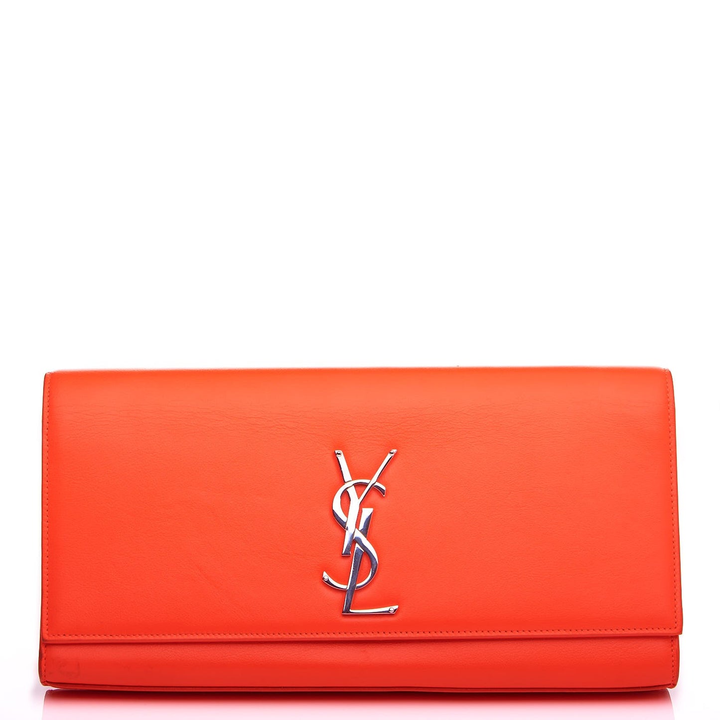 Calfskin Classic Monogram Clutch Neon Orange