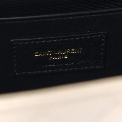 Saint Laurent Grain De Poudre Textured Mixed Matelasse Medium Triquilt Monogram Satchel Dark Beige 6 of 8