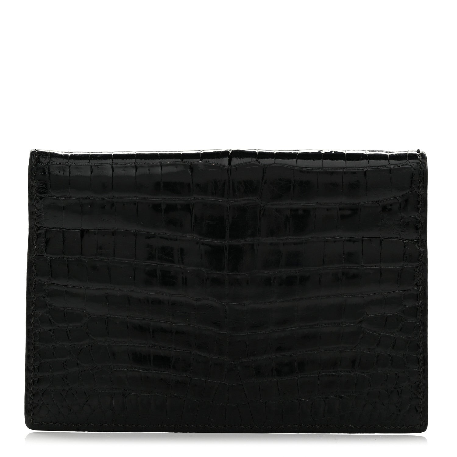 Hermes Shiny Crocodile Passport Holder Black 1 of 7