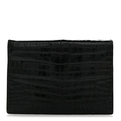 Hermes Shiny Crocodile Passport Holder Black 1 of 7