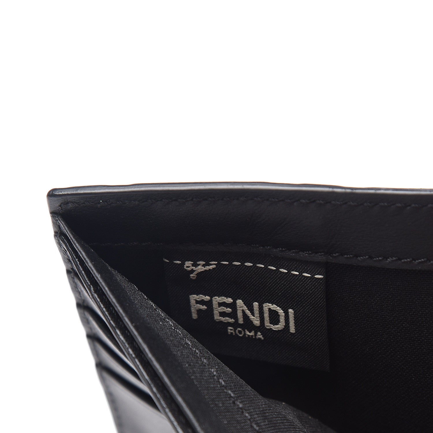 Fendi Vitello FF 1974 Embossed Bi-Fold Wallet Maya Black 6 of 7