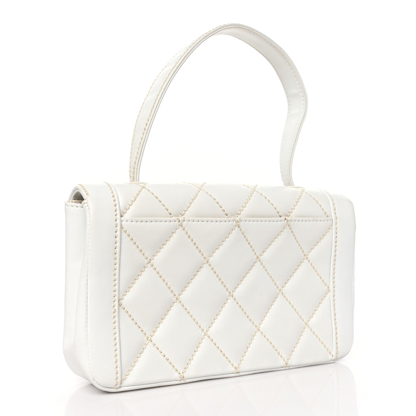 Calfskin Quilted Wild Stitch Flap White