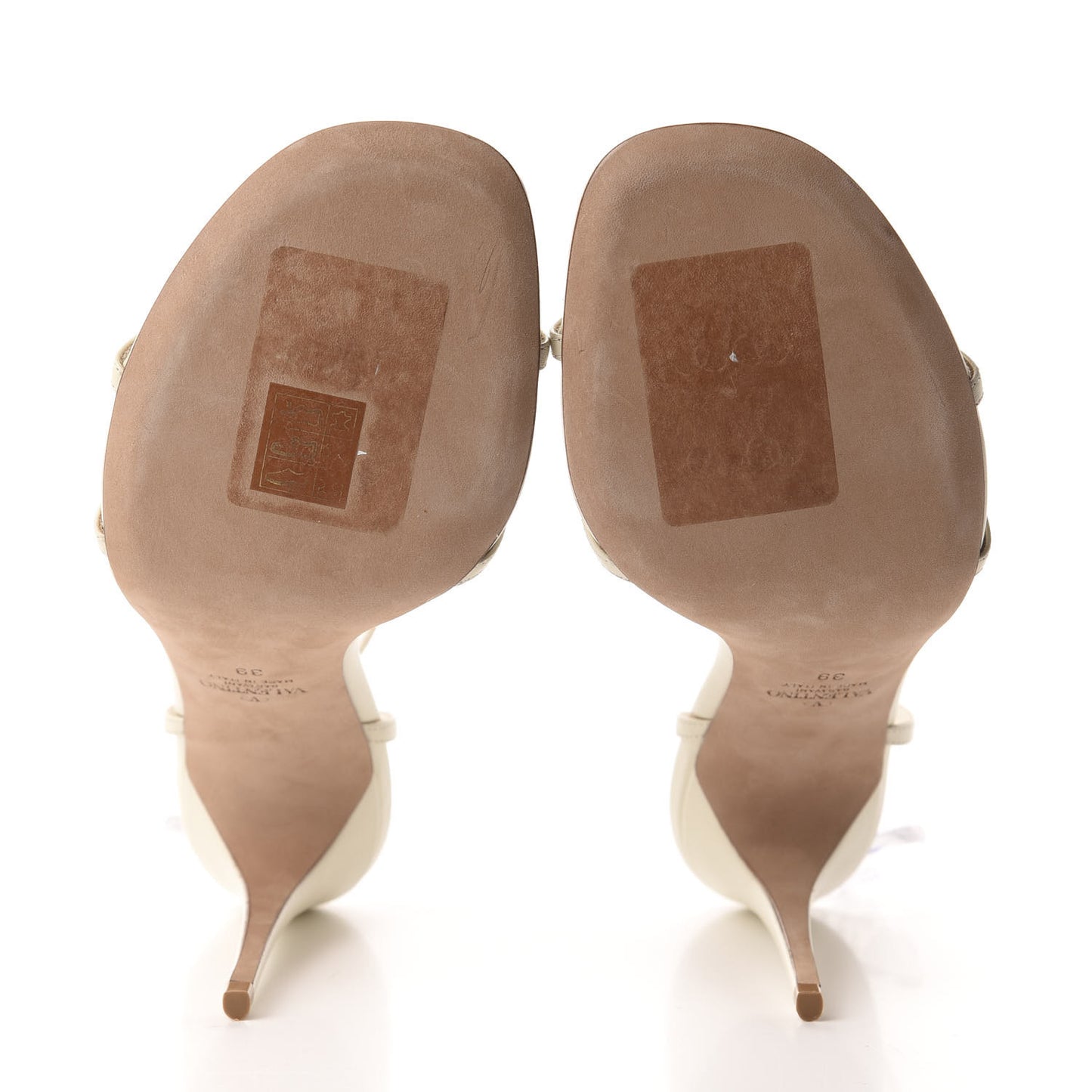 Calfskin Strappy Ankle Strap Sandals 39 White