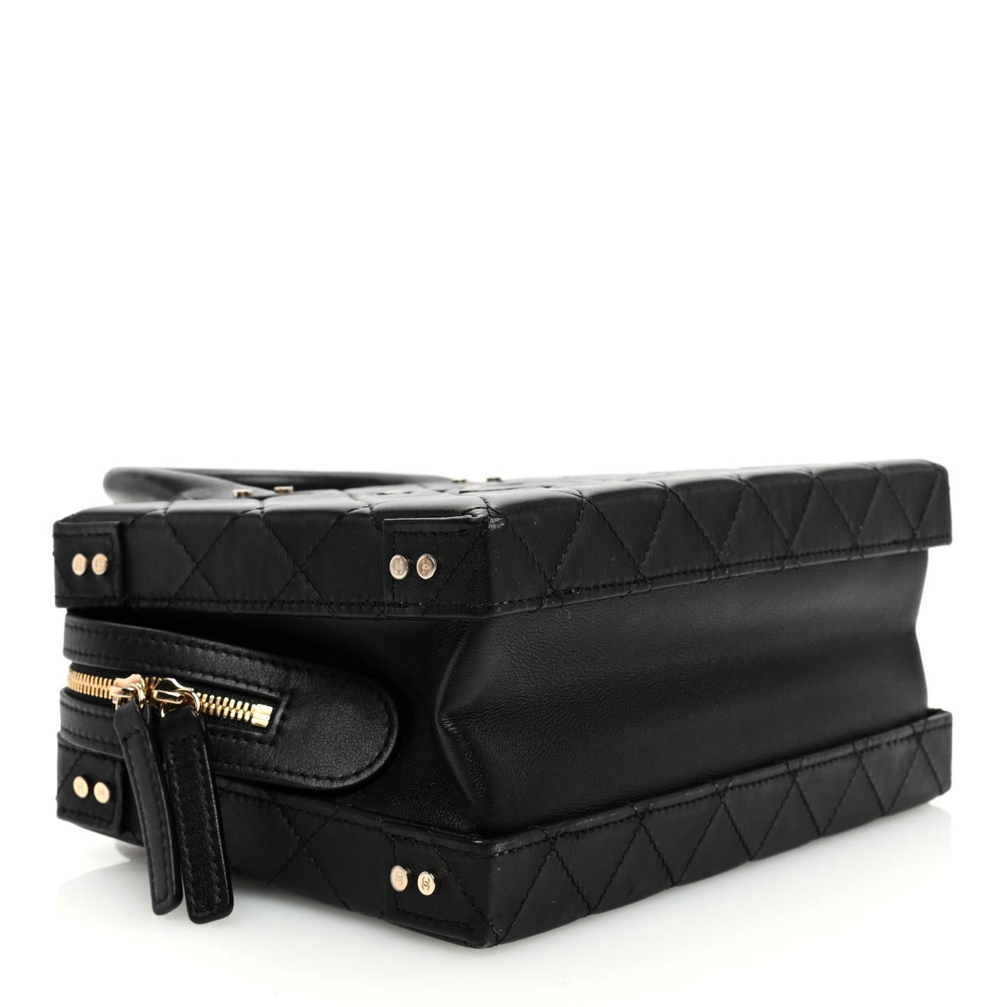 Calfskin Quilted Studded Square Vanity Case Black