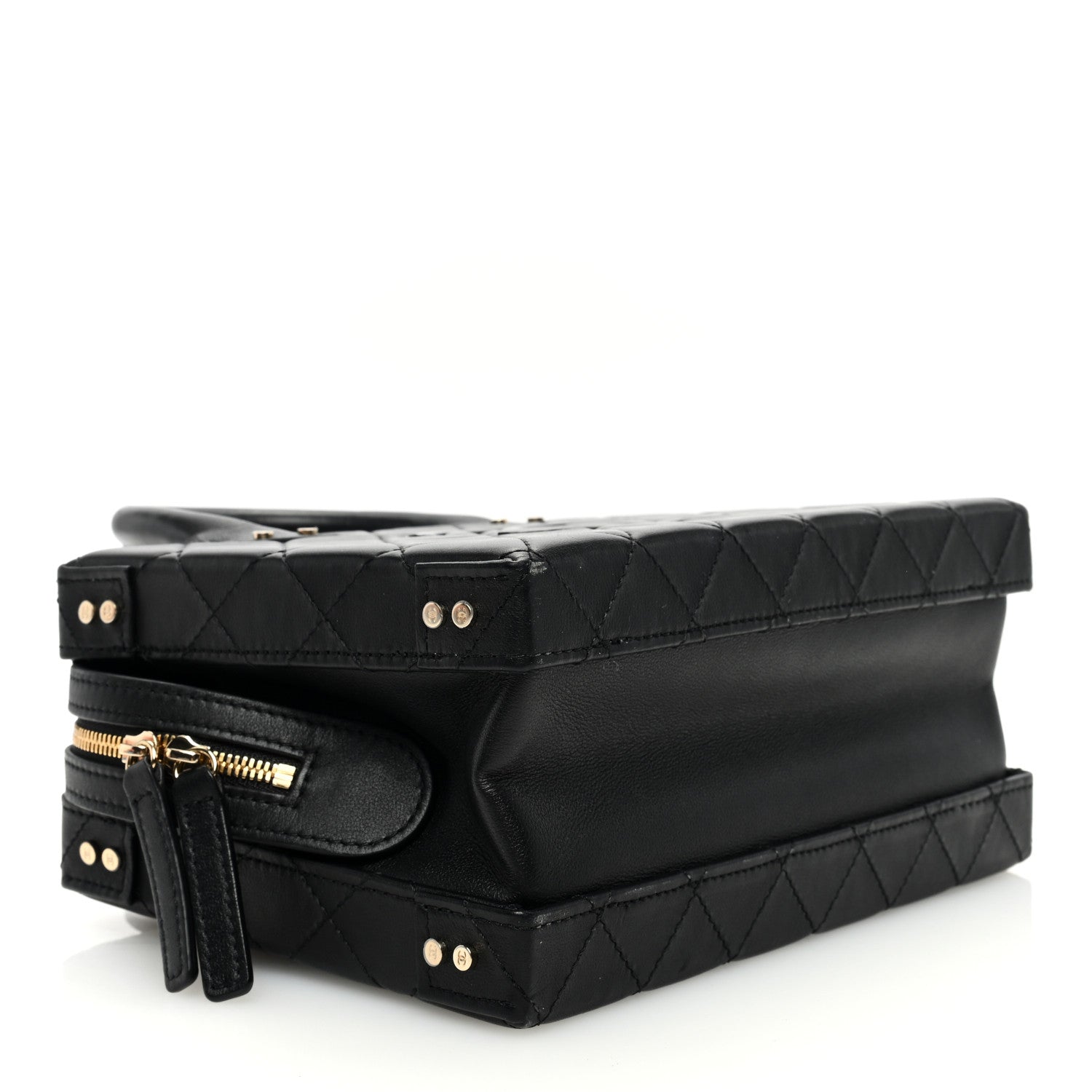 Chanel Calfskin Quilted Studded Square Vanity Case Black 4 of 10