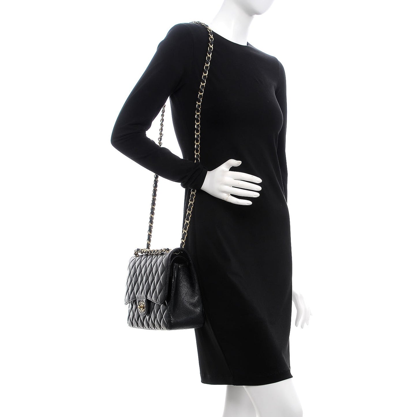 Caviar Quilted Jumbo Double Flap Black