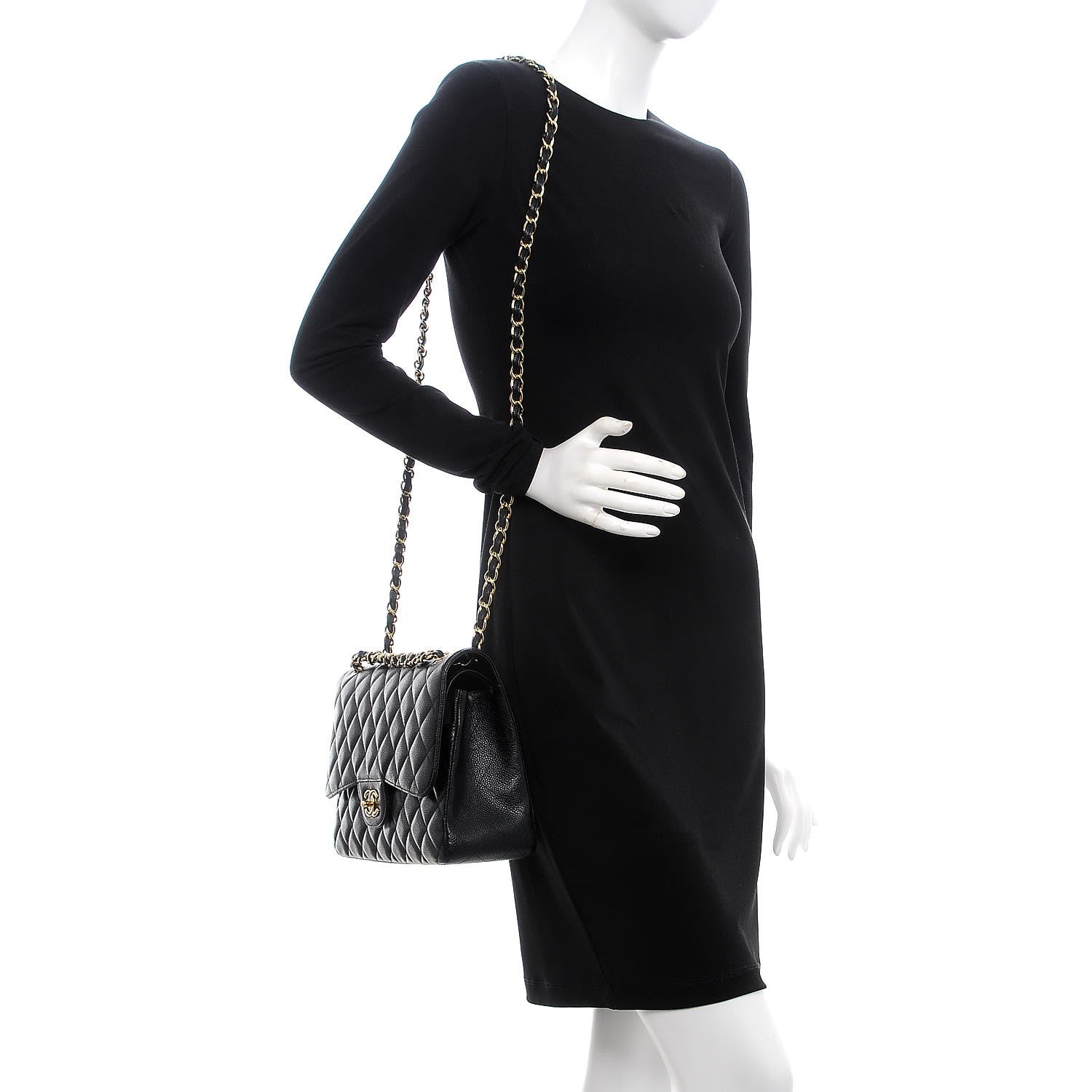 Chanel Caviar Quilted Jumbo Double Flap Black 2 of 8