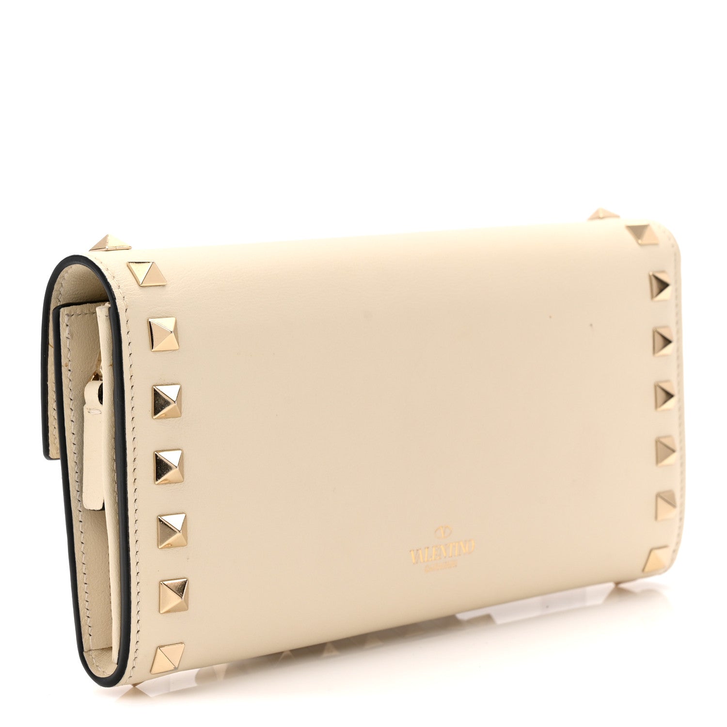 Valentino Garavani Calfskin Rockstud Wristlet Travel Wallet Light Ivory 3 of 10
