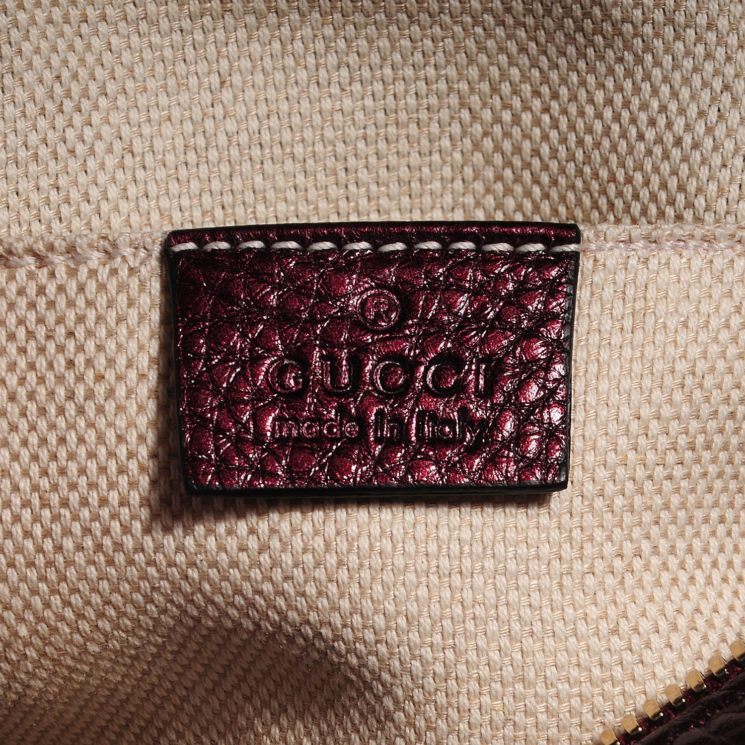 Gucci Metallic Pebbled Calfskin Small Soho Disco Bag Burgundy 5 of 9
