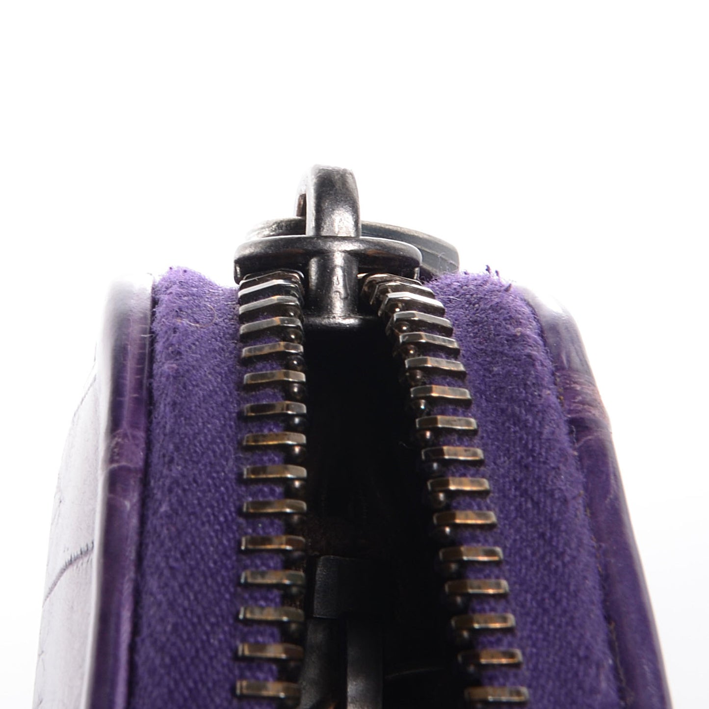 Soft Crocodile Fume Zip Around Wallet Plum