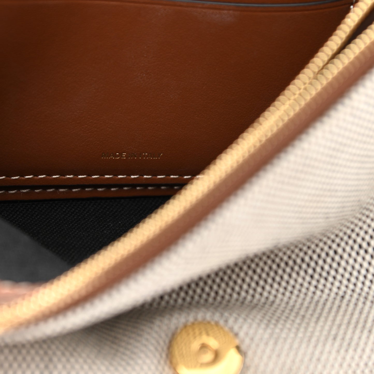 Cotton Canvas Horseferry Print Small Crossbody Bag Grey Tan