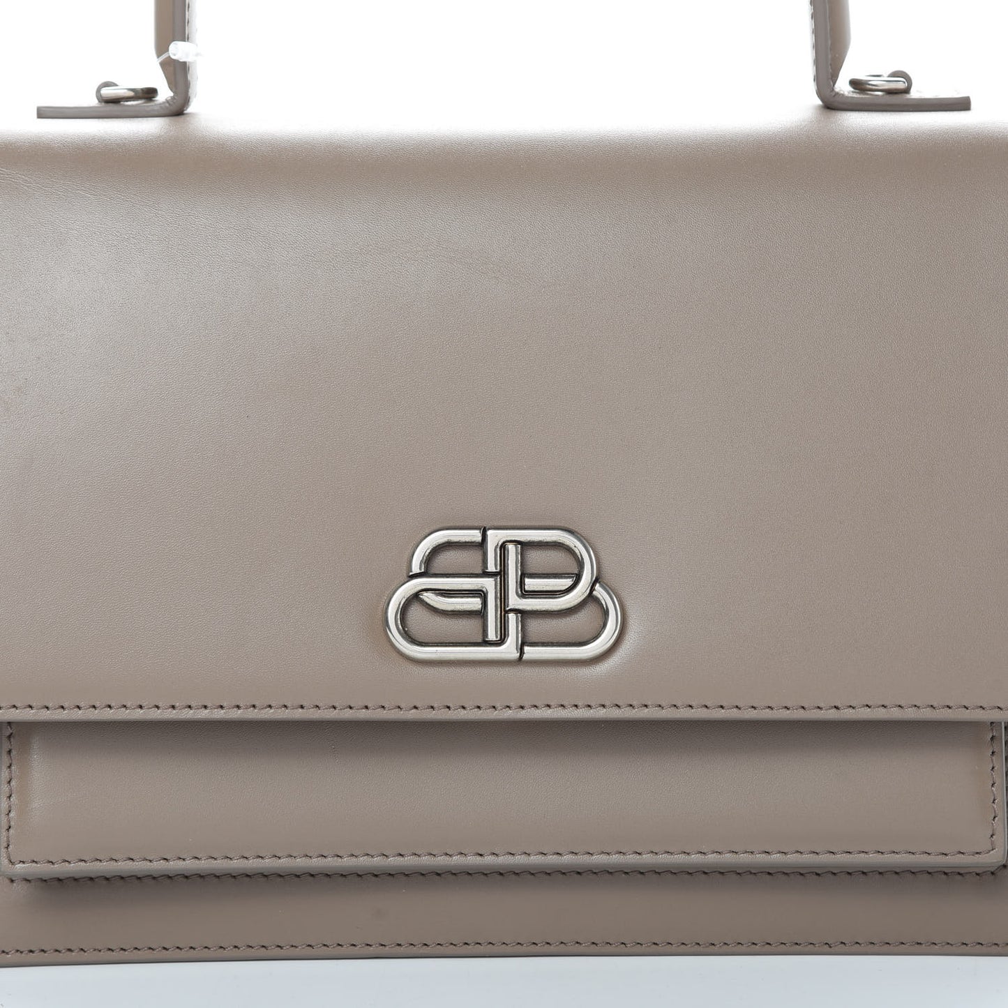 Box Calfskin Medium Sharp Top Handle Bag Mink Grey