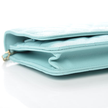 Chanel Caviar Quilted Wallet On Chain WOC Light Blue 8 of 9