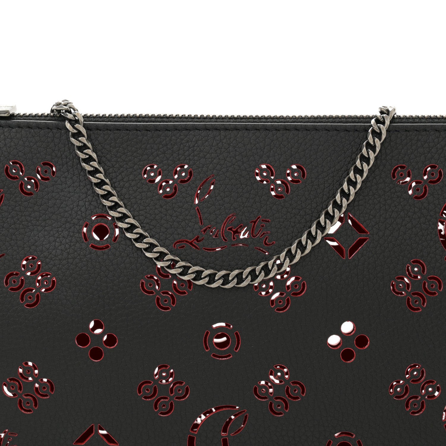 Christian Louboutin Calfskin Loubinthesky Perforated Shoulder Bag Black 7 of 10