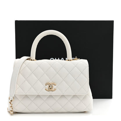 Chanel Caviar Quilted Mini Coco Handle Flap White 11 of 11
