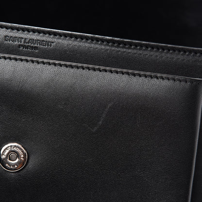 Saint Laurent Calfskin Medium Monogram Sunset Shoulder Bag With Braided Strap Black 8 of 12