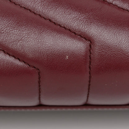 Saint Laurent Calfskin Y Quilted Monogram Medium Loulou Chain Satchel Rouge Legion 11 of 11
