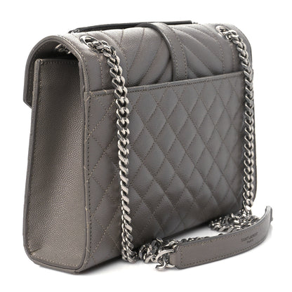 Saint Laurent Grain De Poudre Textured Mixed Matelasse Medium Triquilt Monogram Satchel Fog 3 of 11