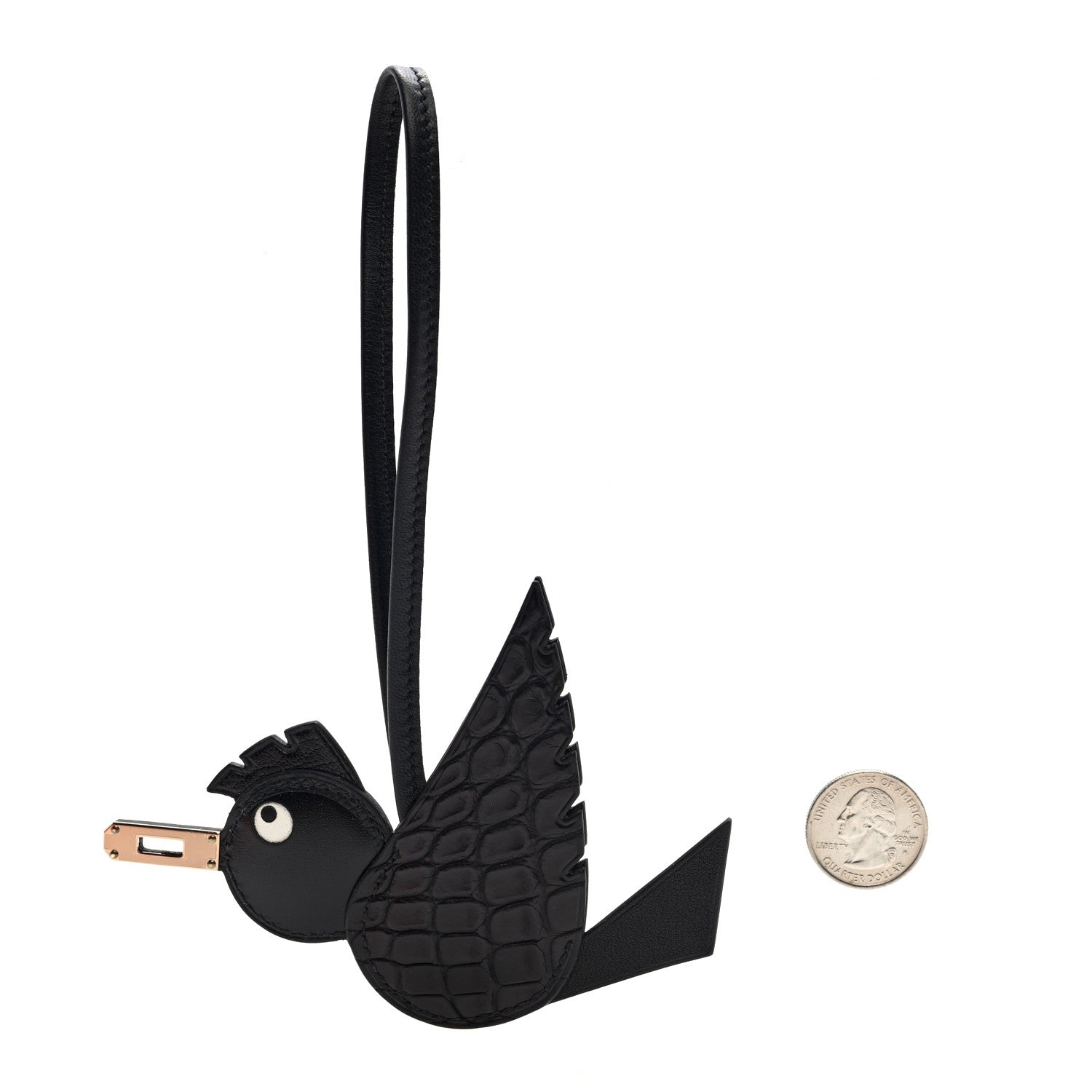 Hermes Swift Alligator Birdy Bag Charm Black 2 of 4