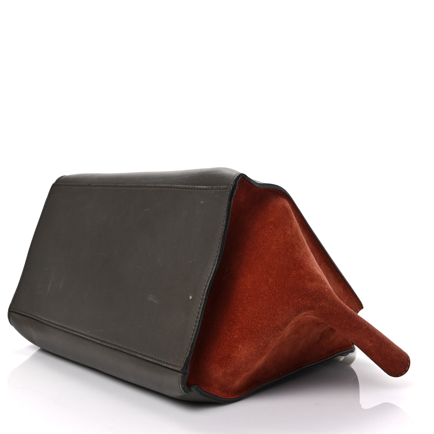 Calfskin Suede Medium Tri-Color Trapeze Terracotta