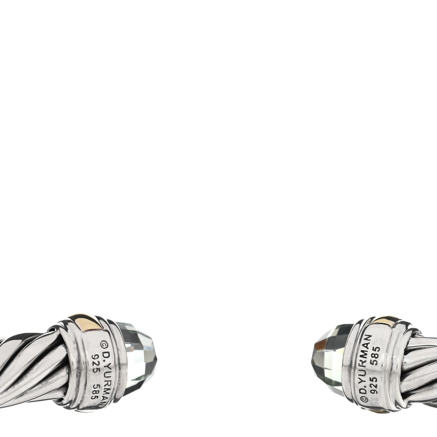 Sterling Silver 14K Yellow Gold Prasiolite 7mm Cable Classics Bracelet