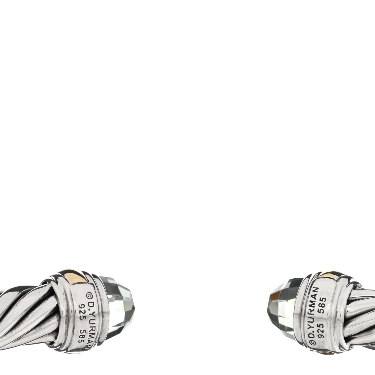 David Yurman Sterling Silver 14K Yellow Gold Prasiolite 7mm Cable Classics Bracelet 3 of 3