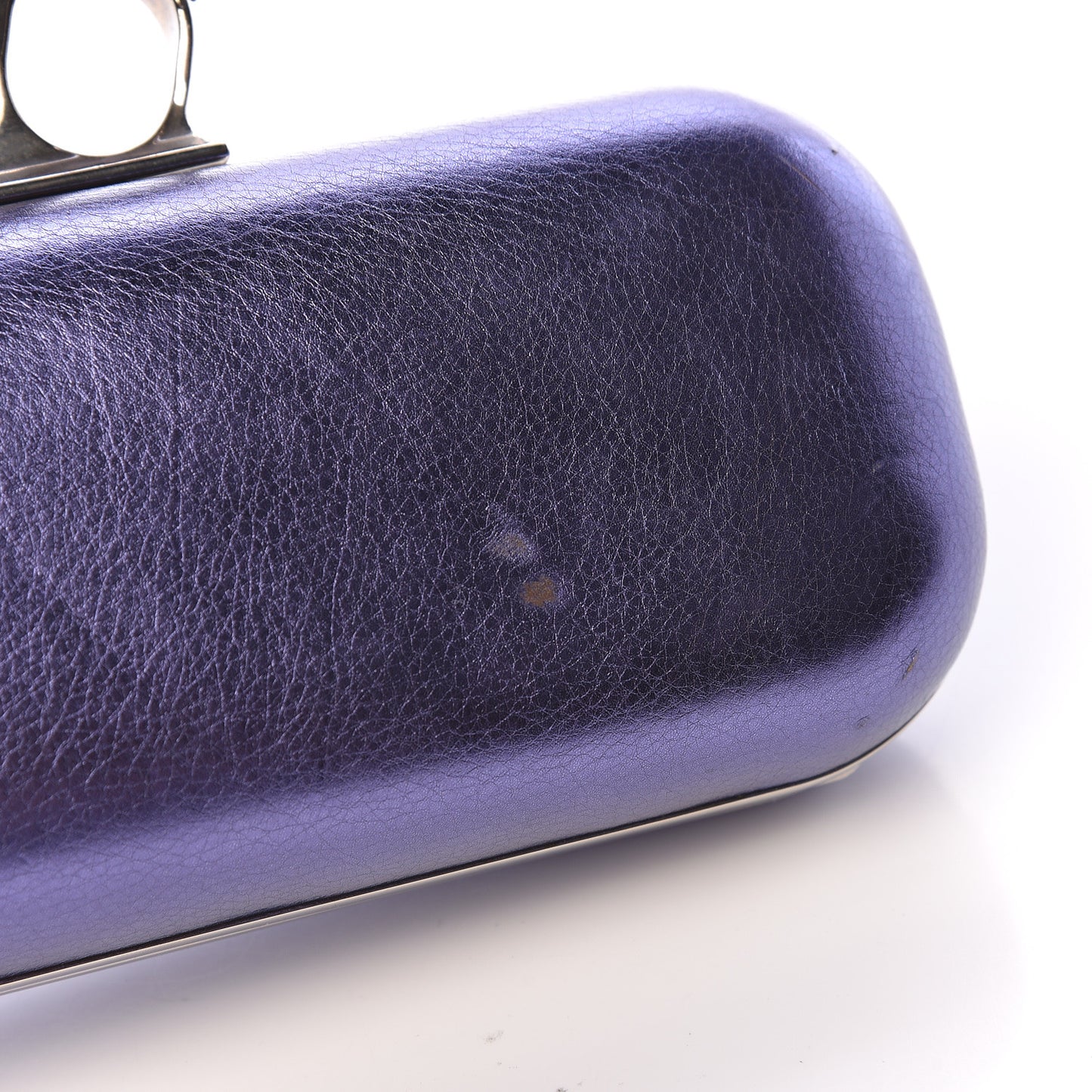 Metallic Nappa Knucklebox Clutch Purple