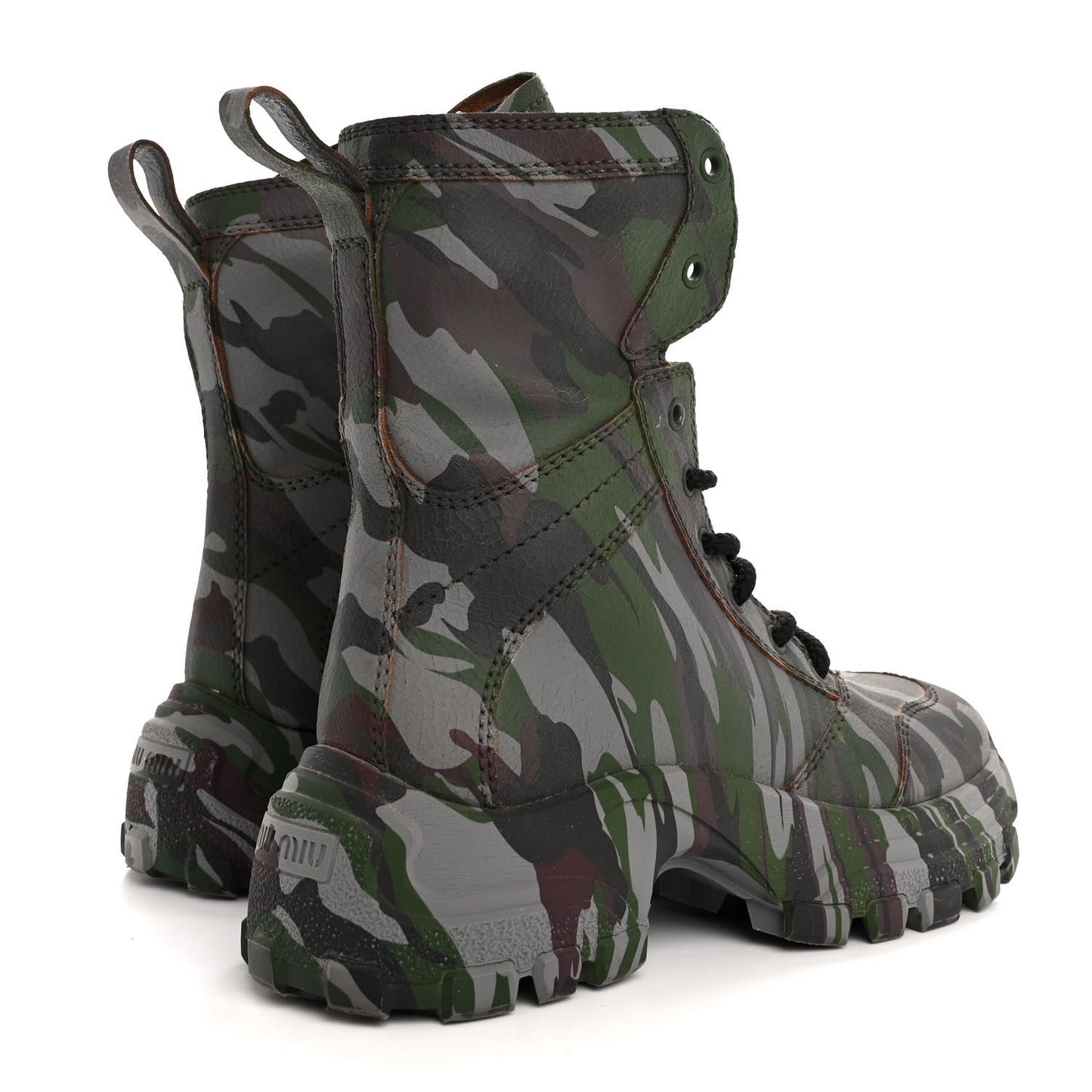 Crackled Calzature Camouflage Print Womens Combat Boots 37