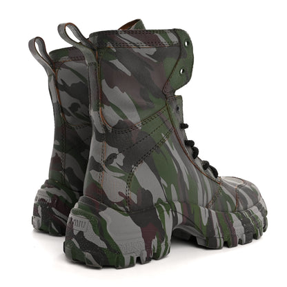 Miu Miu Crackled Calzature Camouflage Print Womens Combat Boots 37 5 of 13