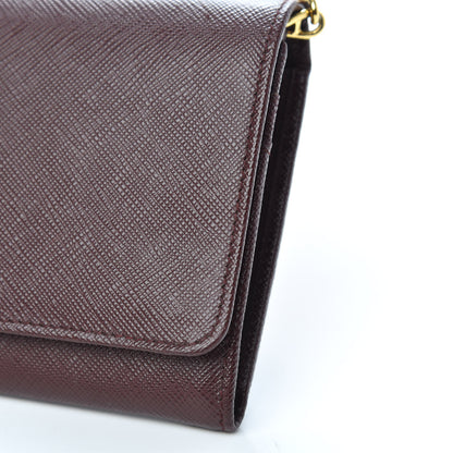 Prada Saffiano Metal Oro Chain Wallet Granato 9 of 9