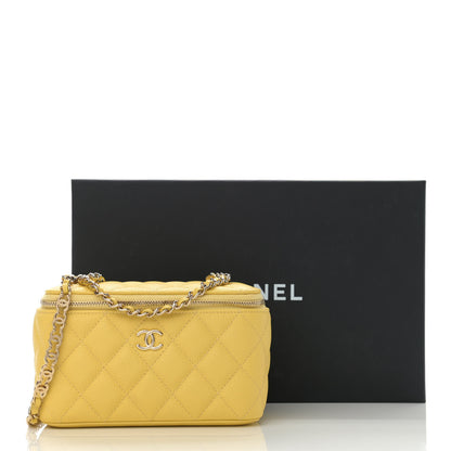 Chanel Caviar Quilted Small Tiny CC Vanity Case With Chain Yellow 11 of 11