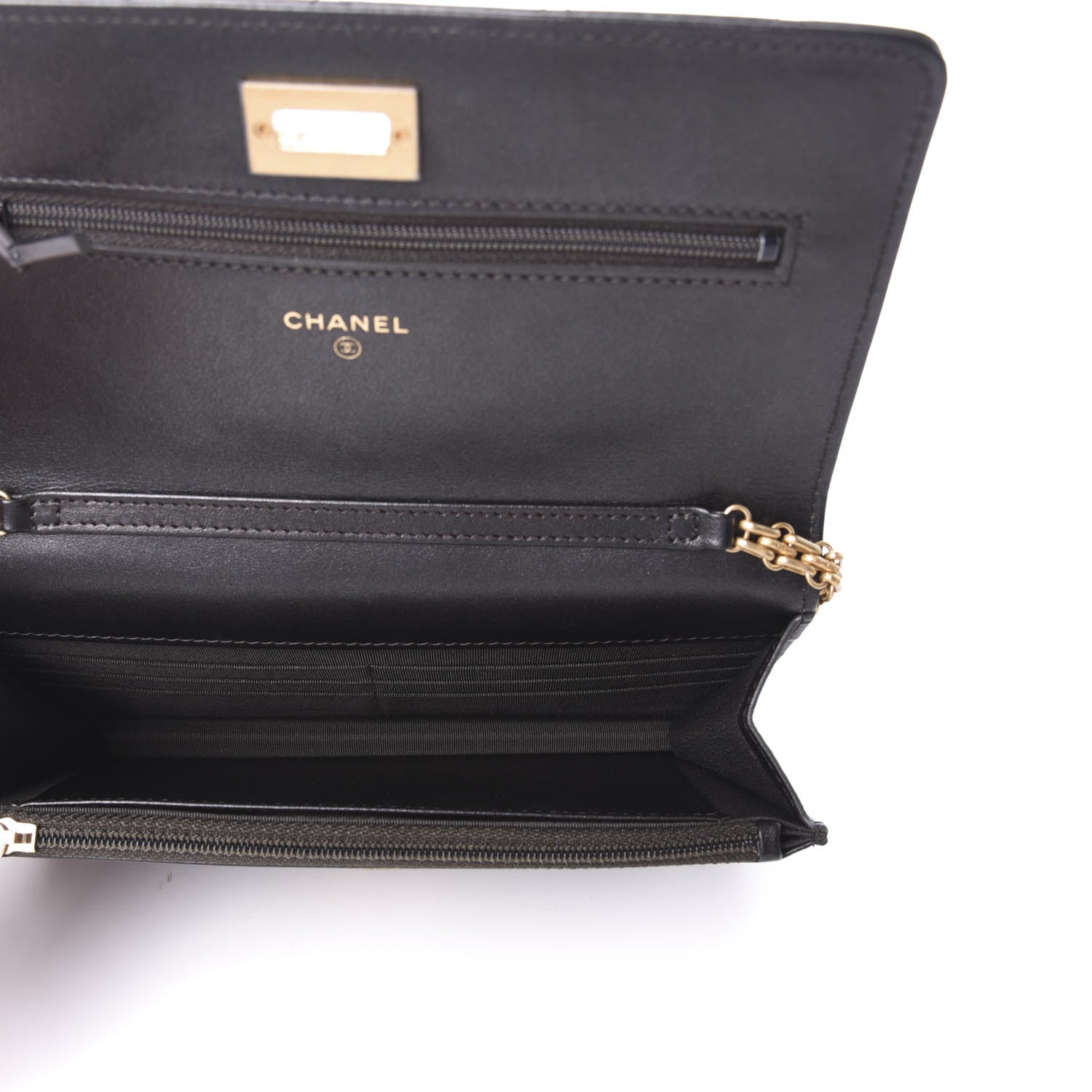 Chanel Metallic Calfskin Quilted Reissue Wallet On Chain WOC Black 5 of 10