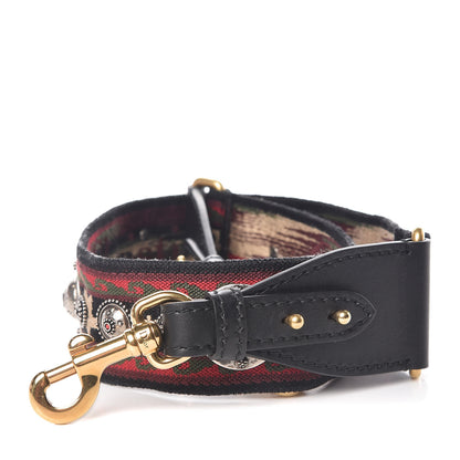 Christian Dior Canvas Embroidered Studded Bohemian Shoulder Strap Red 1 of 6