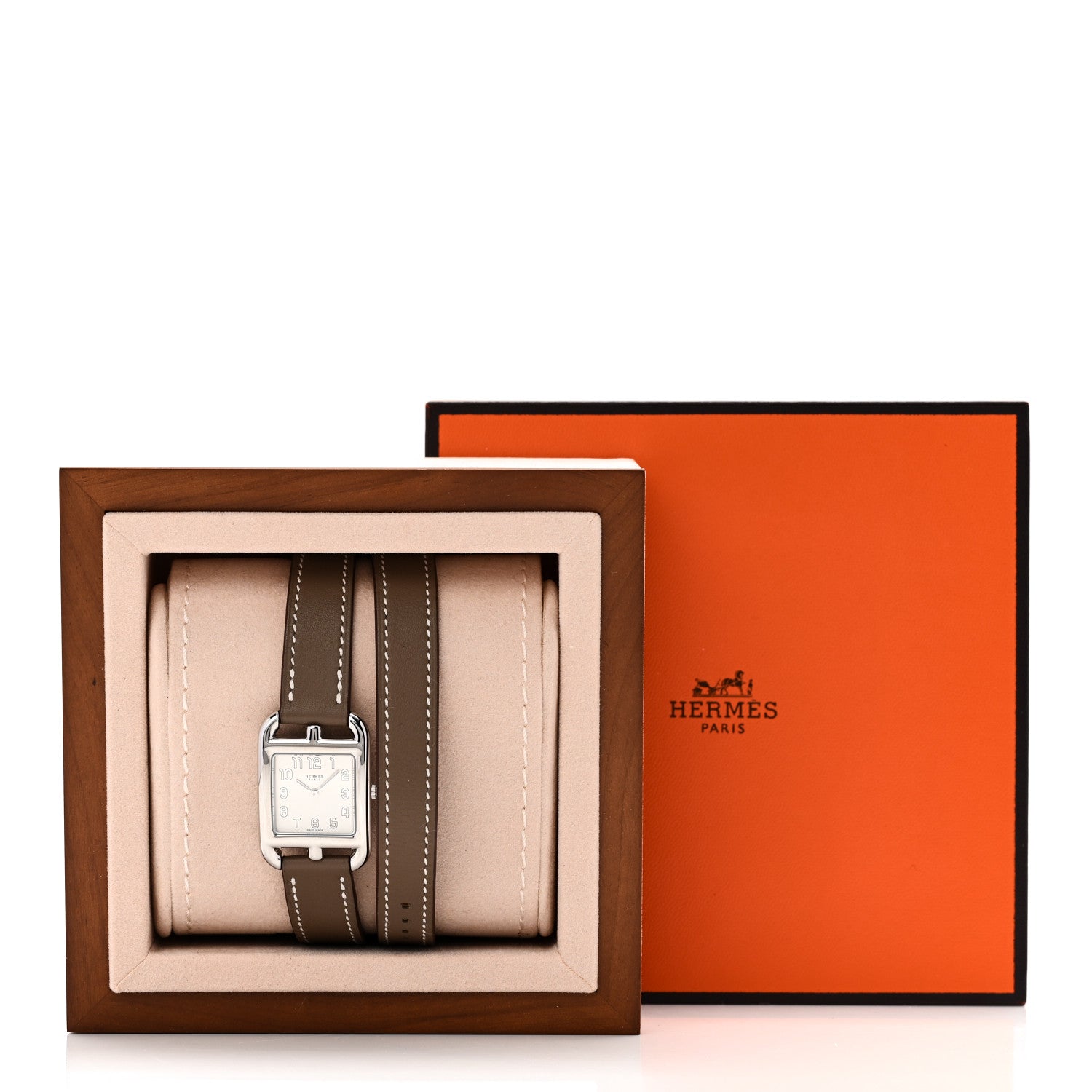 Hermes Stainless Steel Swift 23mm Cape Cod Double Tour Quartz Watch Etoupe 5 of 5