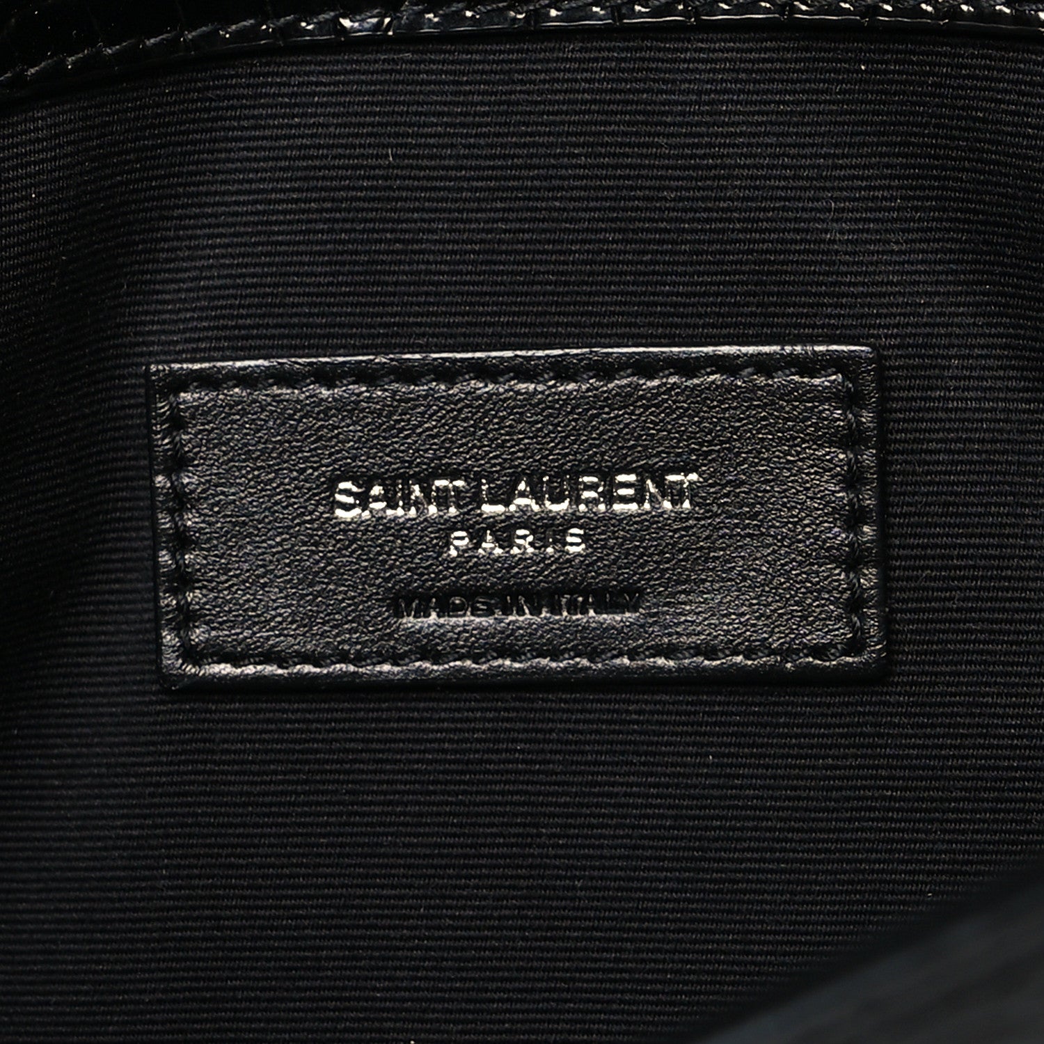 Saint Laurent Calfskin Crocodile Embossed Uptown Monogram Clutch Black 6 of 10