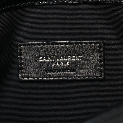Saint Laurent Calfskin Crocodile Embossed Uptown Monogram Clutch Black 6 of 10