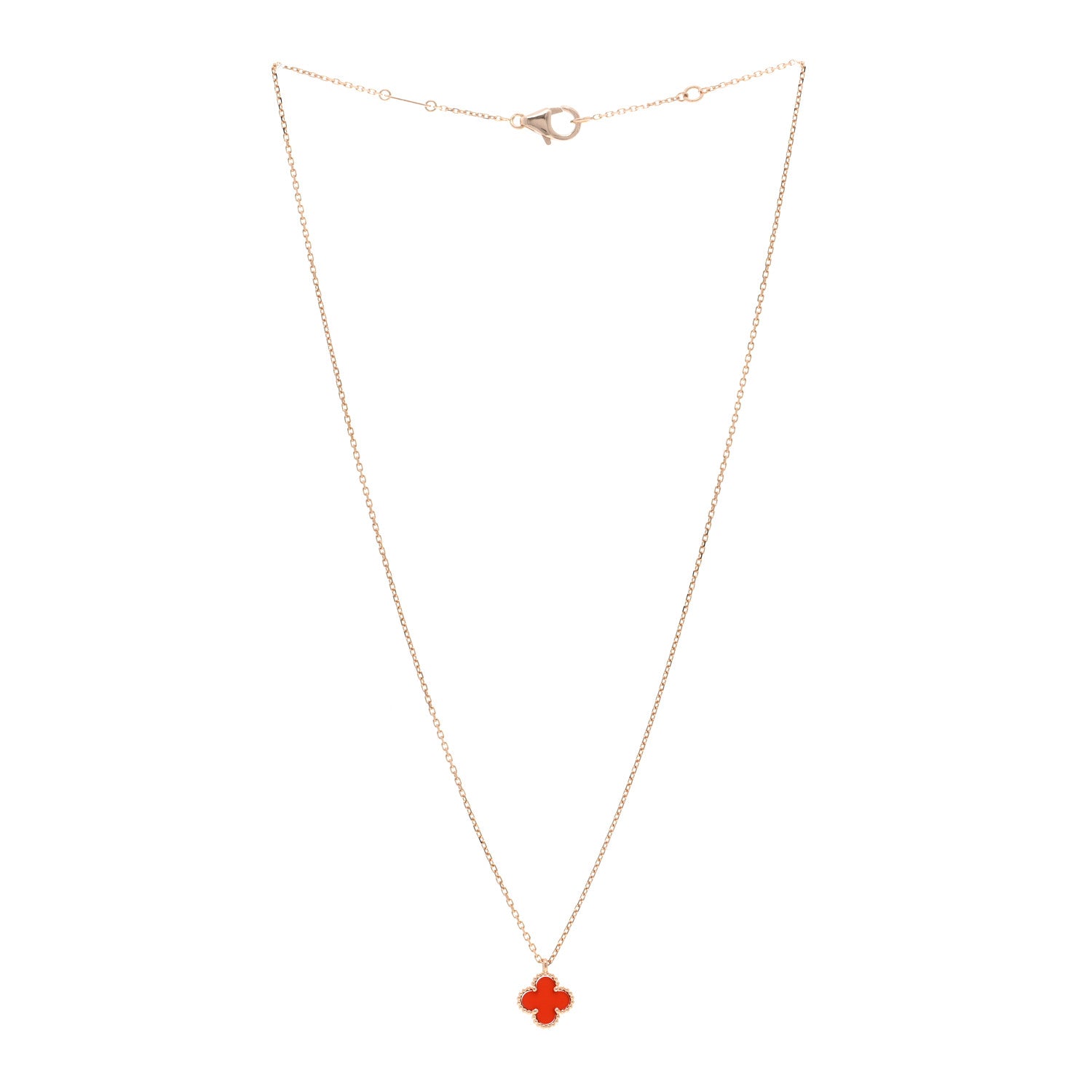 Van Cleef & Arpels VAN CLEEF & ARPELS 18K Rose Gold Carnelian Sweet Alhambra Pendant Necklace 3 of 5