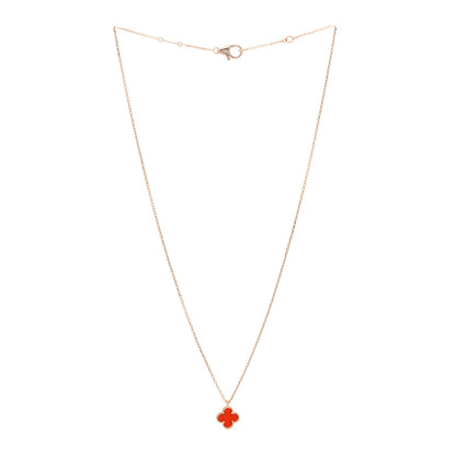 Van Cleef & Arpels VAN CLEEF & ARPELS 18K Rose Gold Carnelian Sweet Alhambra Pendant Necklace 3 of 5