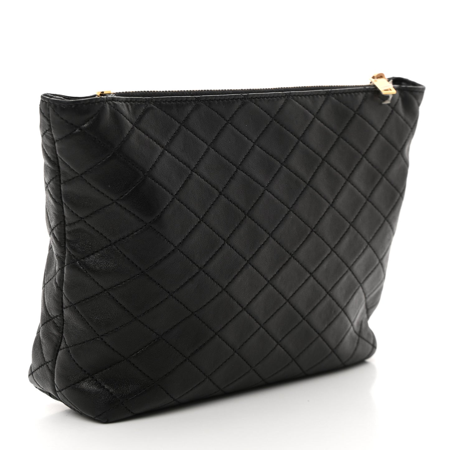 Lambskin Quilted Gaby Cosmetic Pouch Black