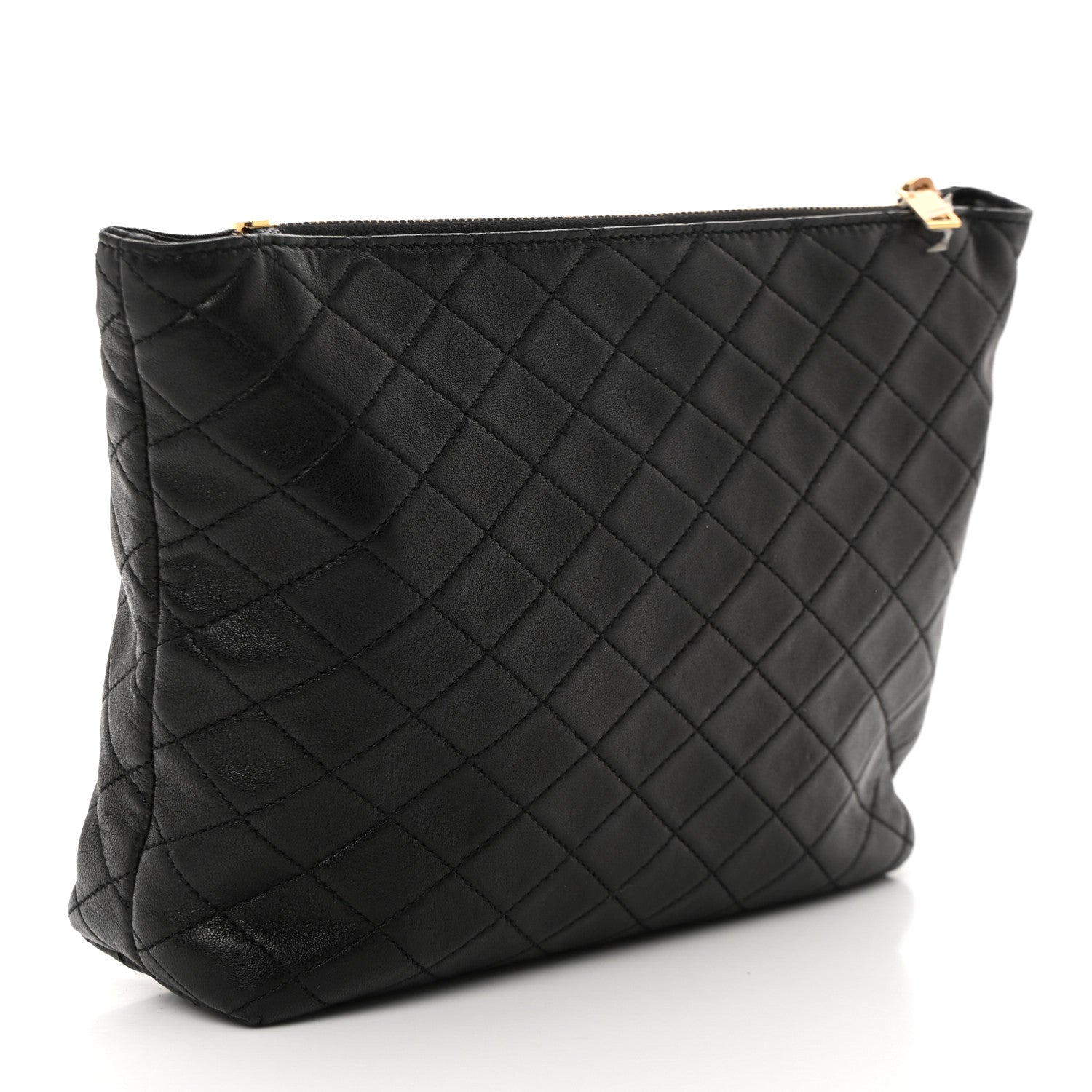 Saint Laurent Lambskin Quilted Gaby Cosmetic Pouch Black 3 of 12