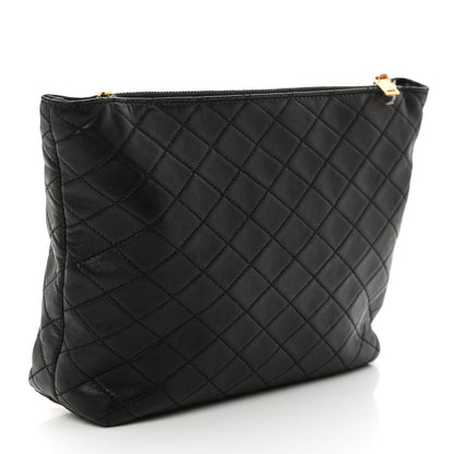 Saint Laurent Lambskin Quilted Gaby Cosmetic Pouch Black 3 of 12
