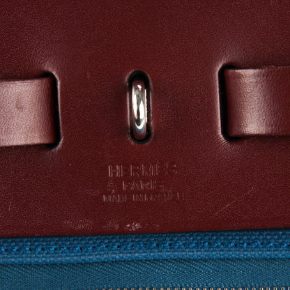 Hermes Military Toile Vache Hunter Herbag Zip PM 31 Bleu Agate Rouge H 5 of 8