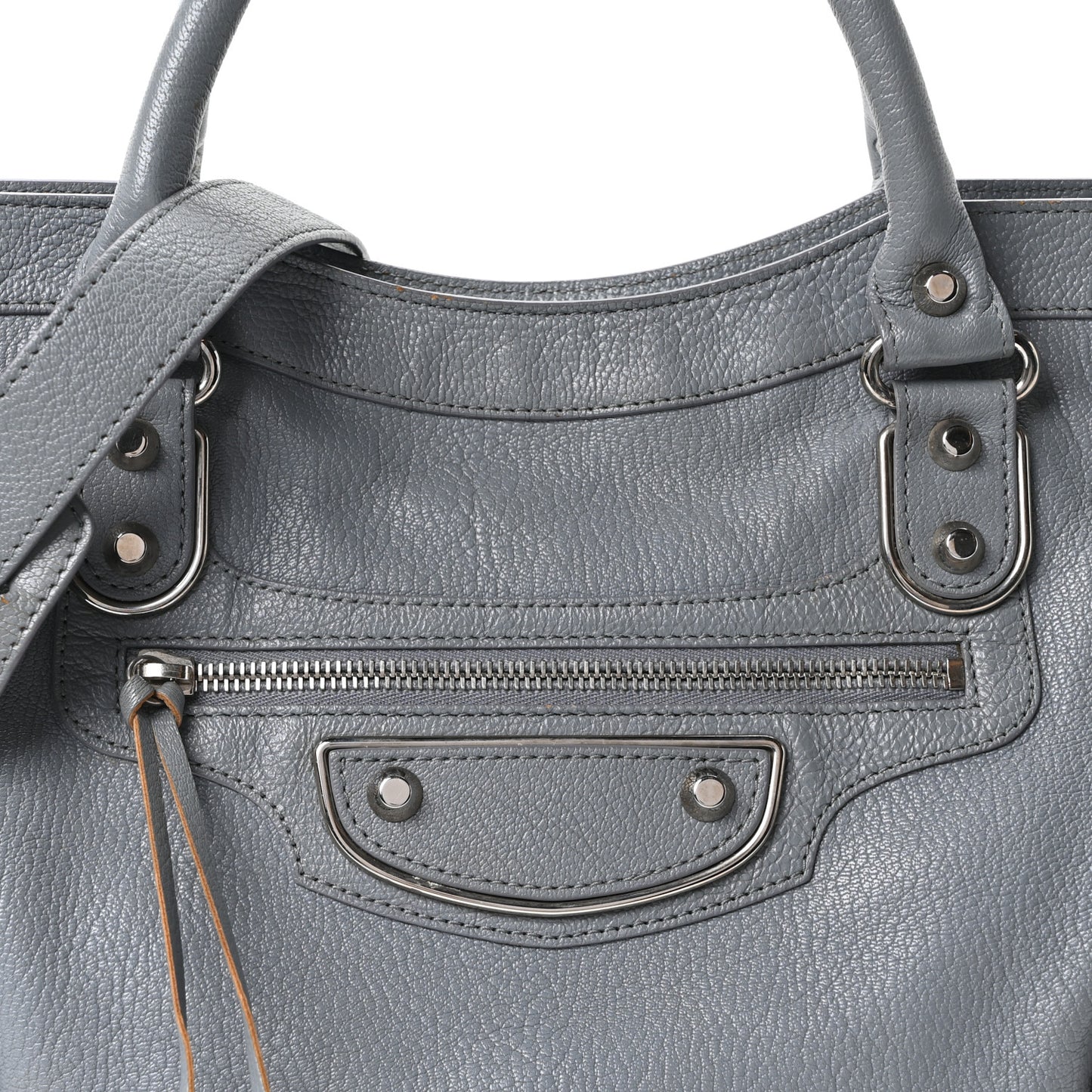 Chevre Silver Metallic Edge Hardware City Bleu Acier